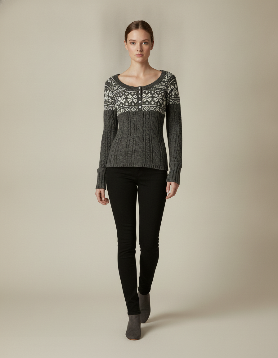 Fair Isle Knit Cardigan — in motion