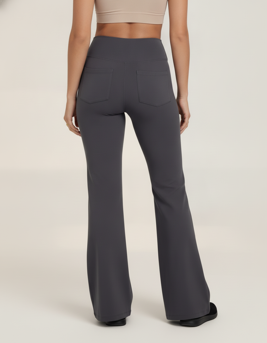 High Waist Flare Pants — back view