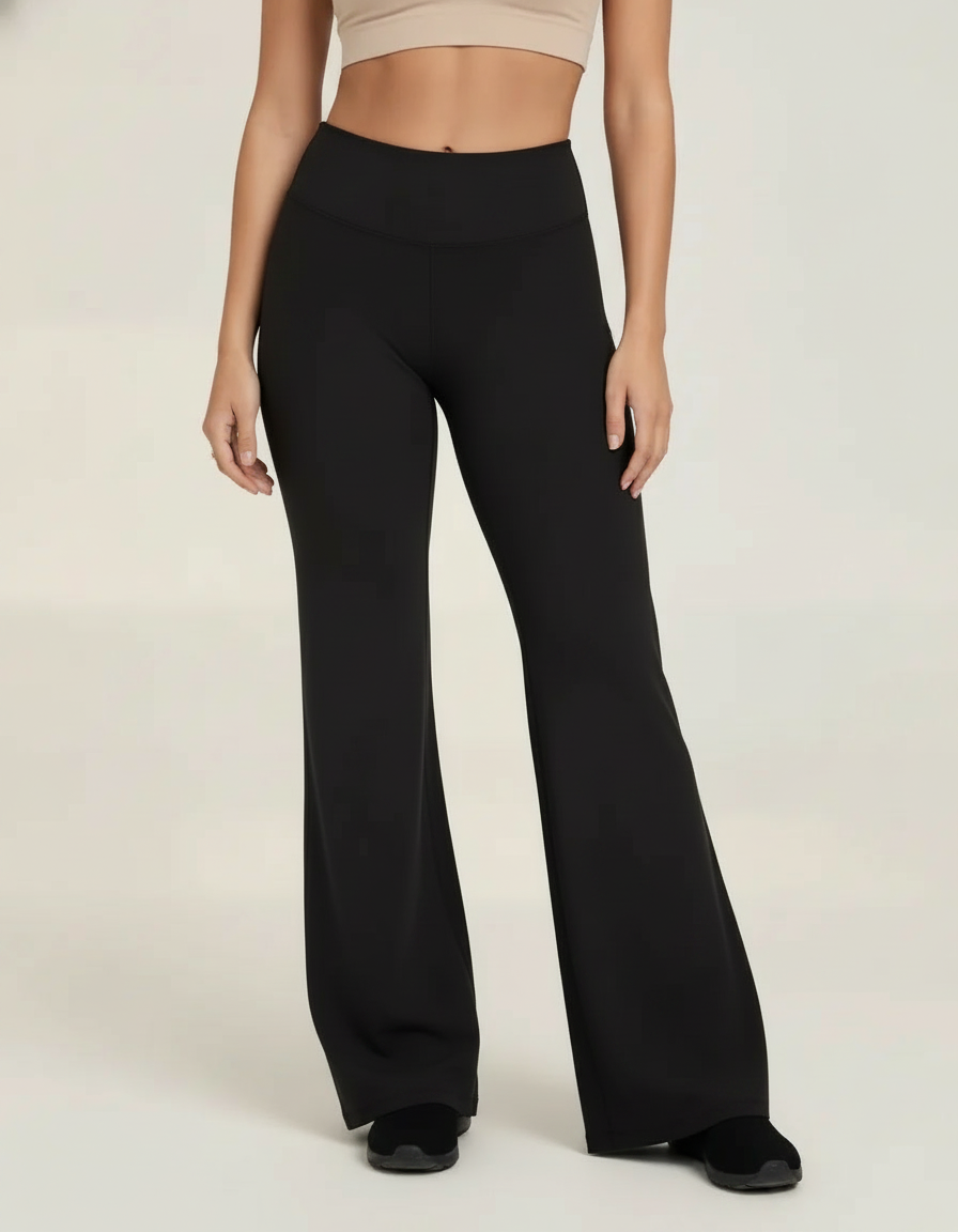 High Waist Flare Pants — Black