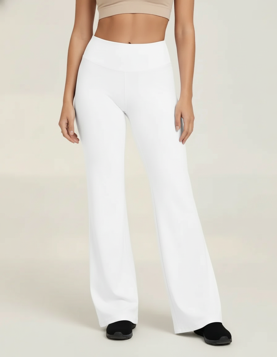High Waist Flare Pants — White