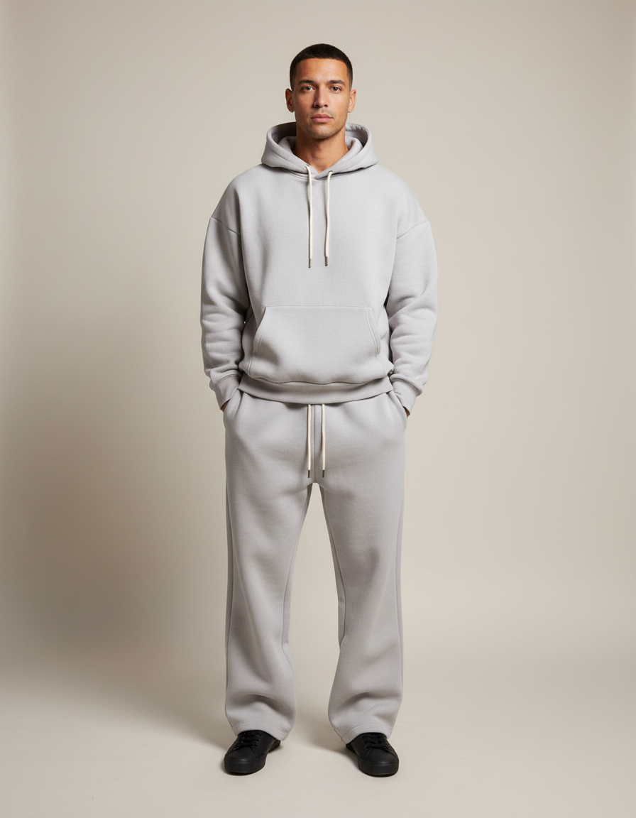 Relaxed Fleece Hoodie Set — front view