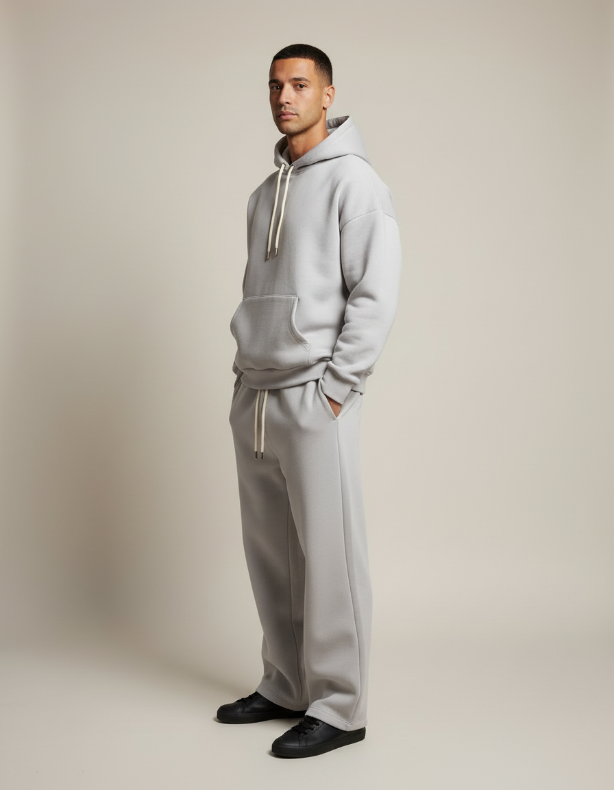 Relaxed Fleece Hoodie Set — side view