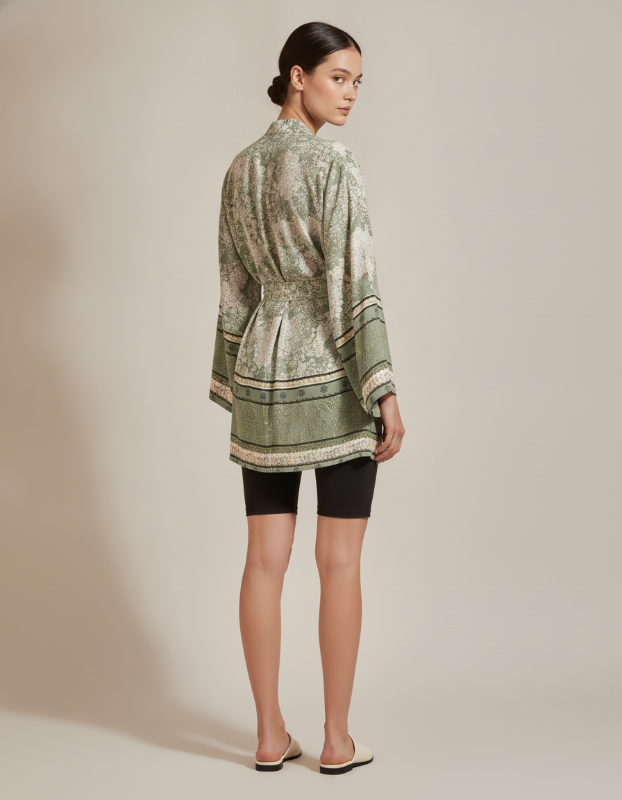 Floral Belted Kimono — back view