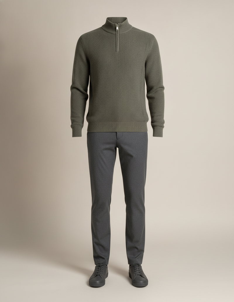 Half-Zip Ribbed Sweater — product shot