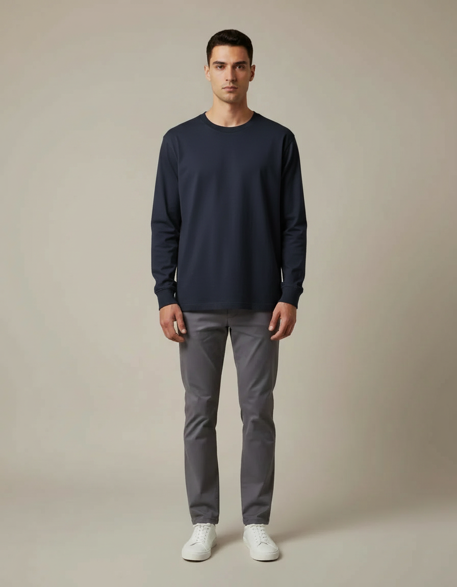 Heavyweight Long Sleeve Tee — Navy