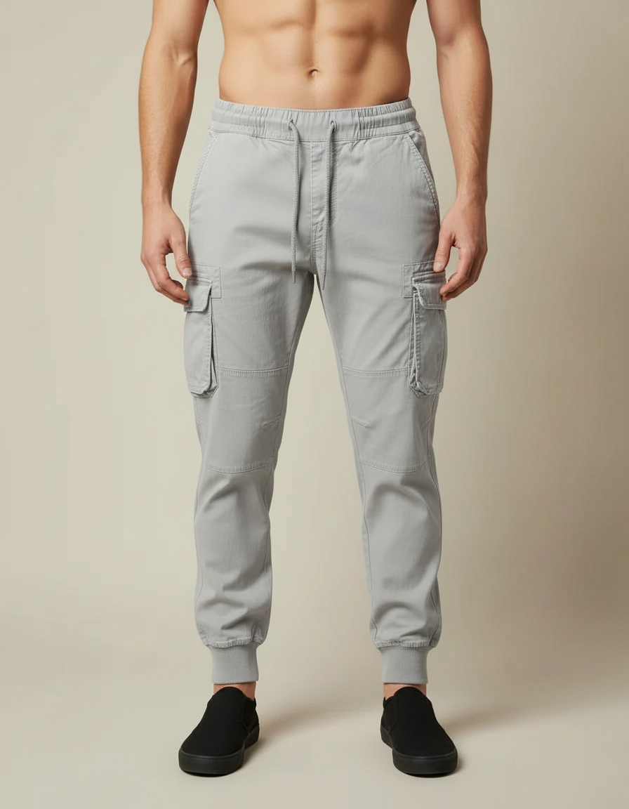 Jogger Cargo Pants — Light Grey