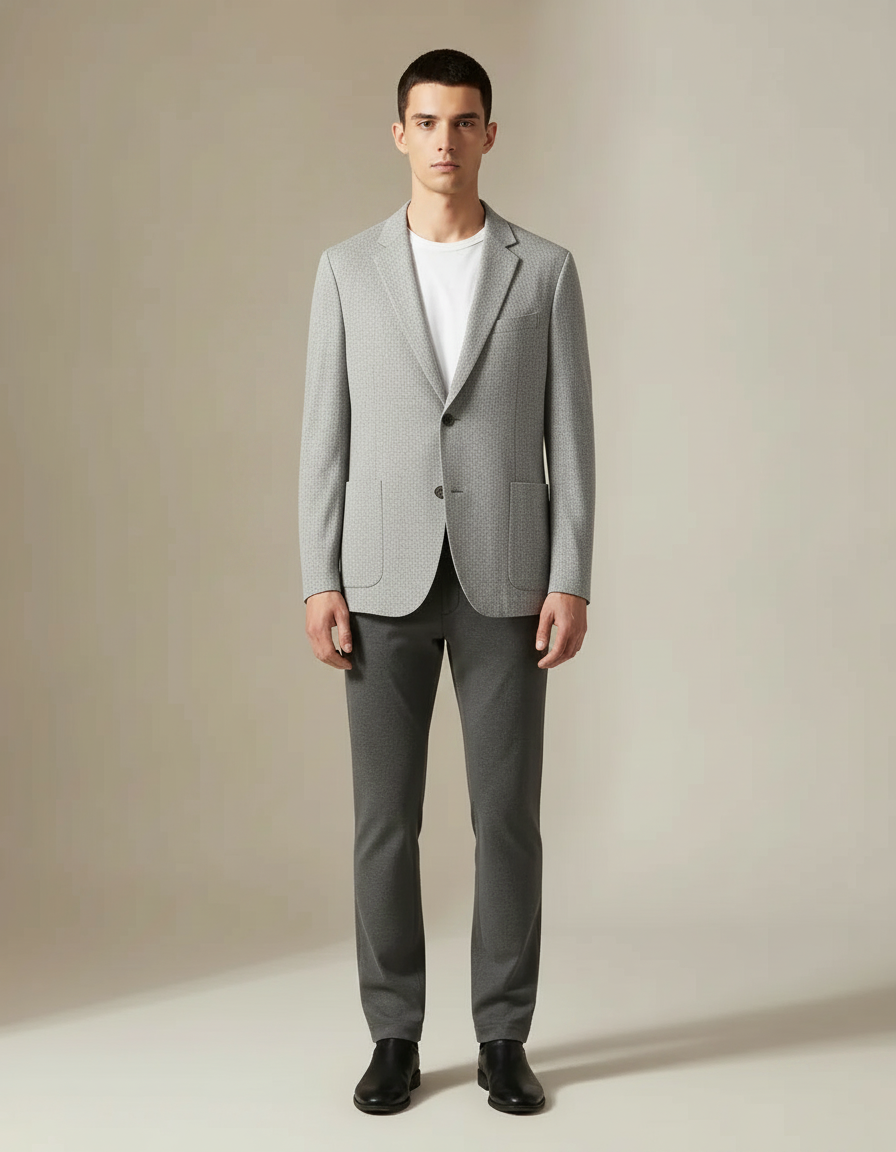 Soft Knit Blazer — Light Grey