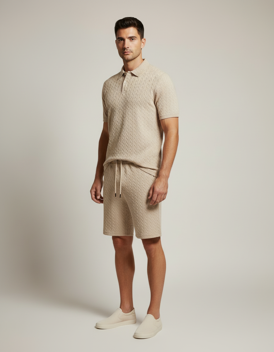 Textured Polo & Short Set — side view