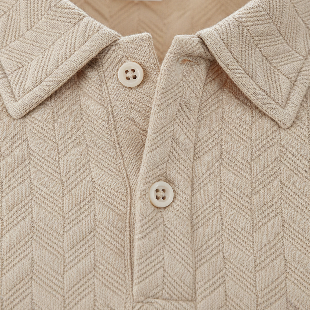 Textured Polo & Short Set — fabric detail