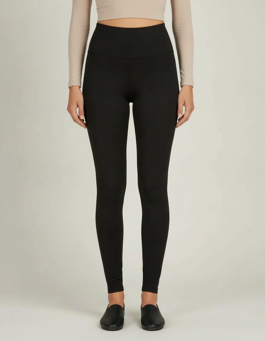 Fleece Lined High Waist Leggings — front view on model