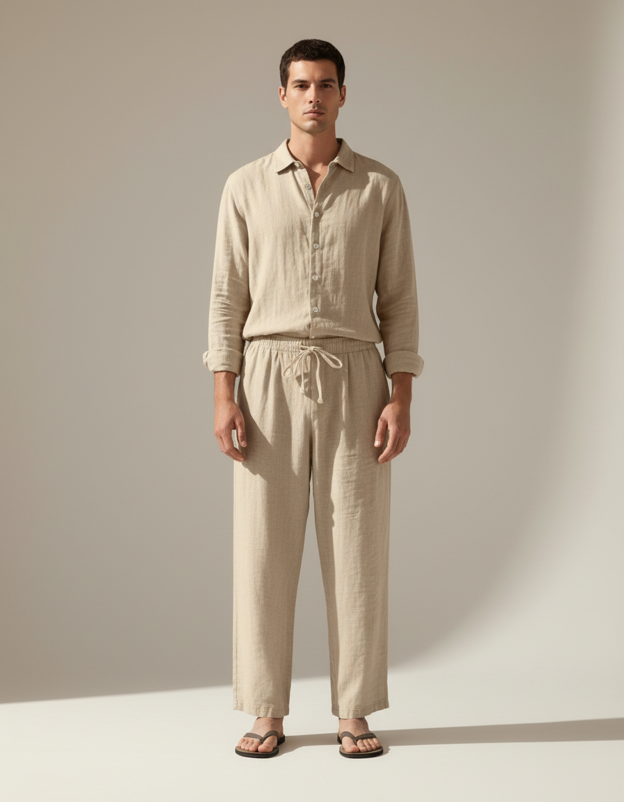 Linen Shirt & Trouser Set — front view