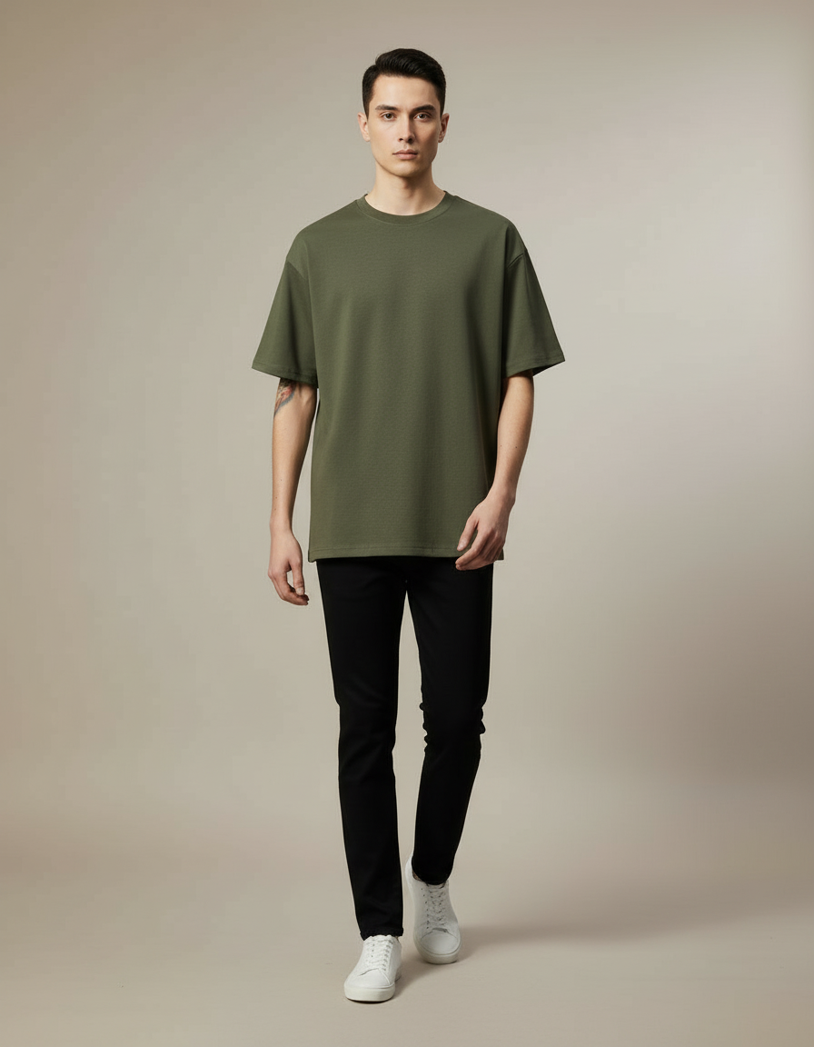 Oversized Cotton Tee — in motion