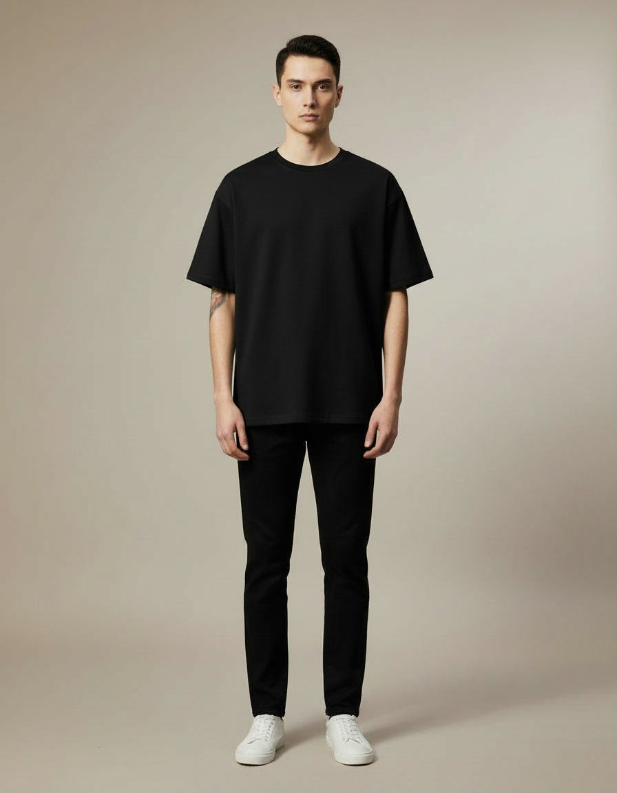 Oversized Cotton Tee — Black