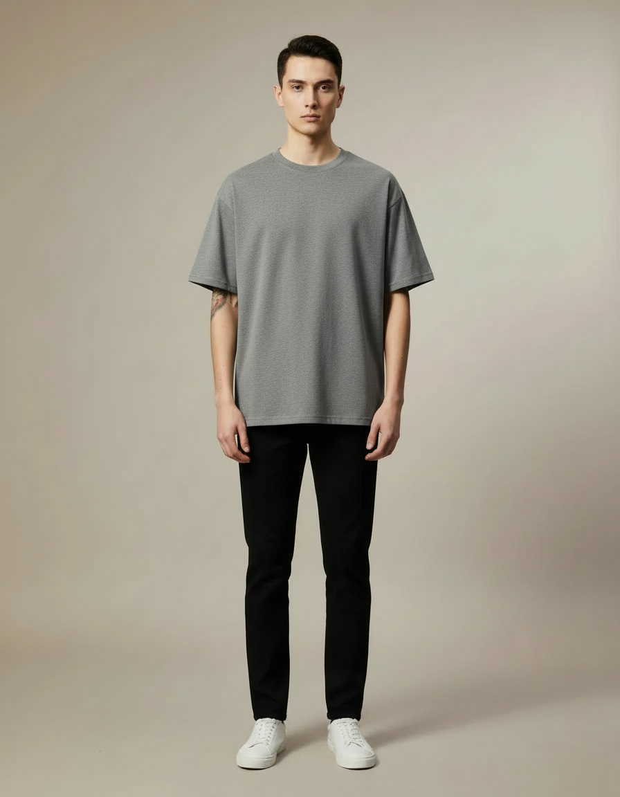 Oversized Cotton Tee — Grey