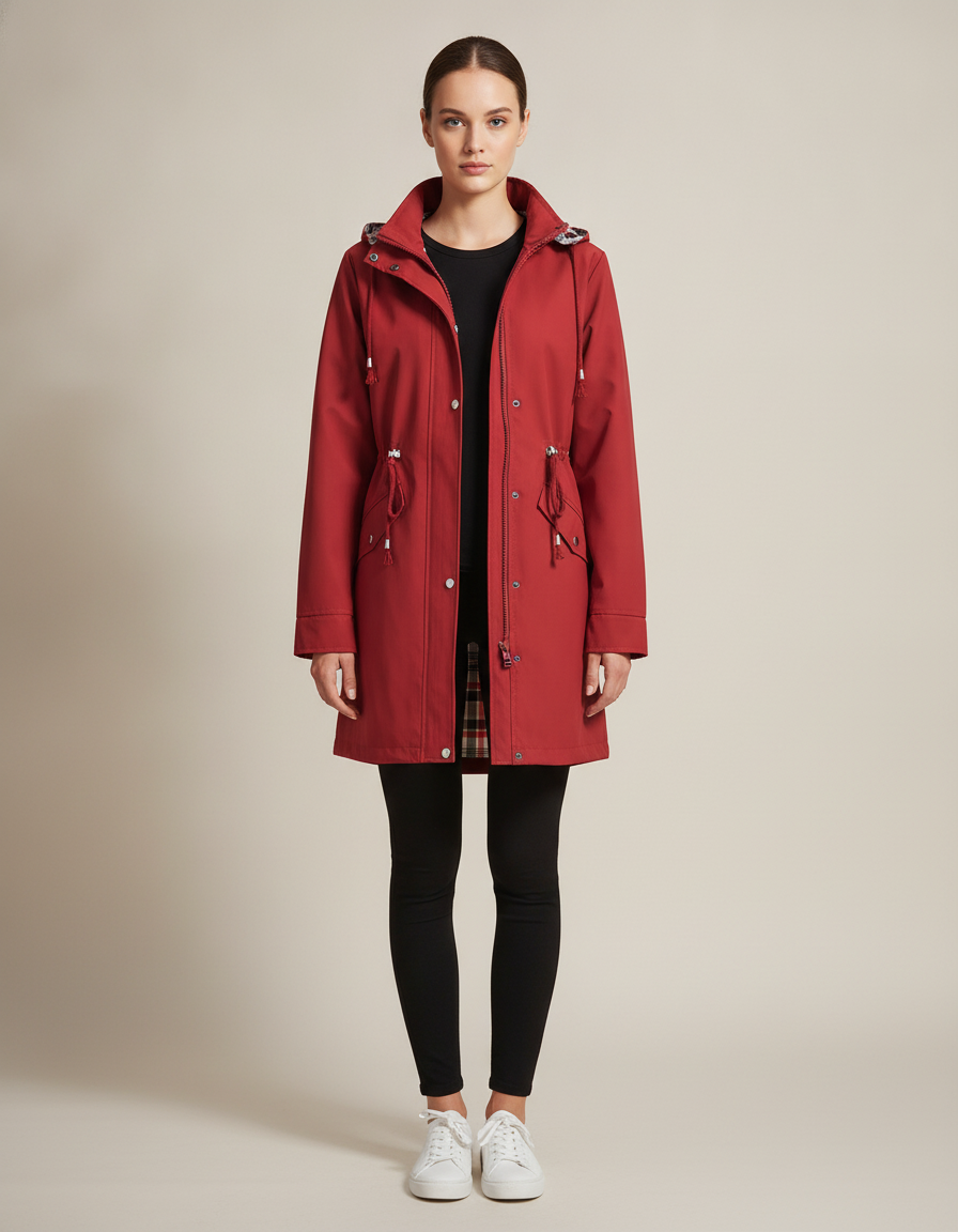 Plaid Lined Rain Jacket — front view