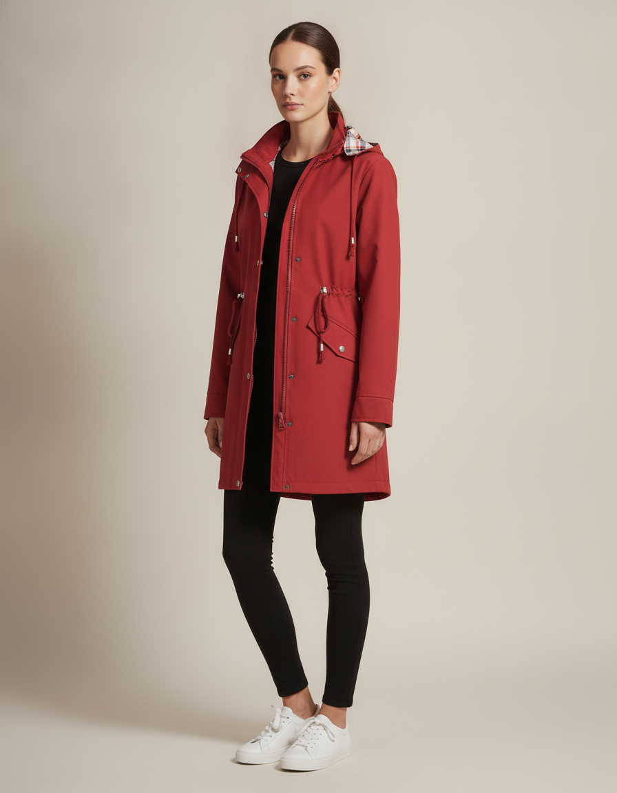 Plaid Lined Rain Jacket — side view