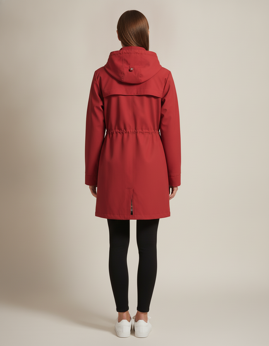 Plaid Lined Rain Jacket — back view