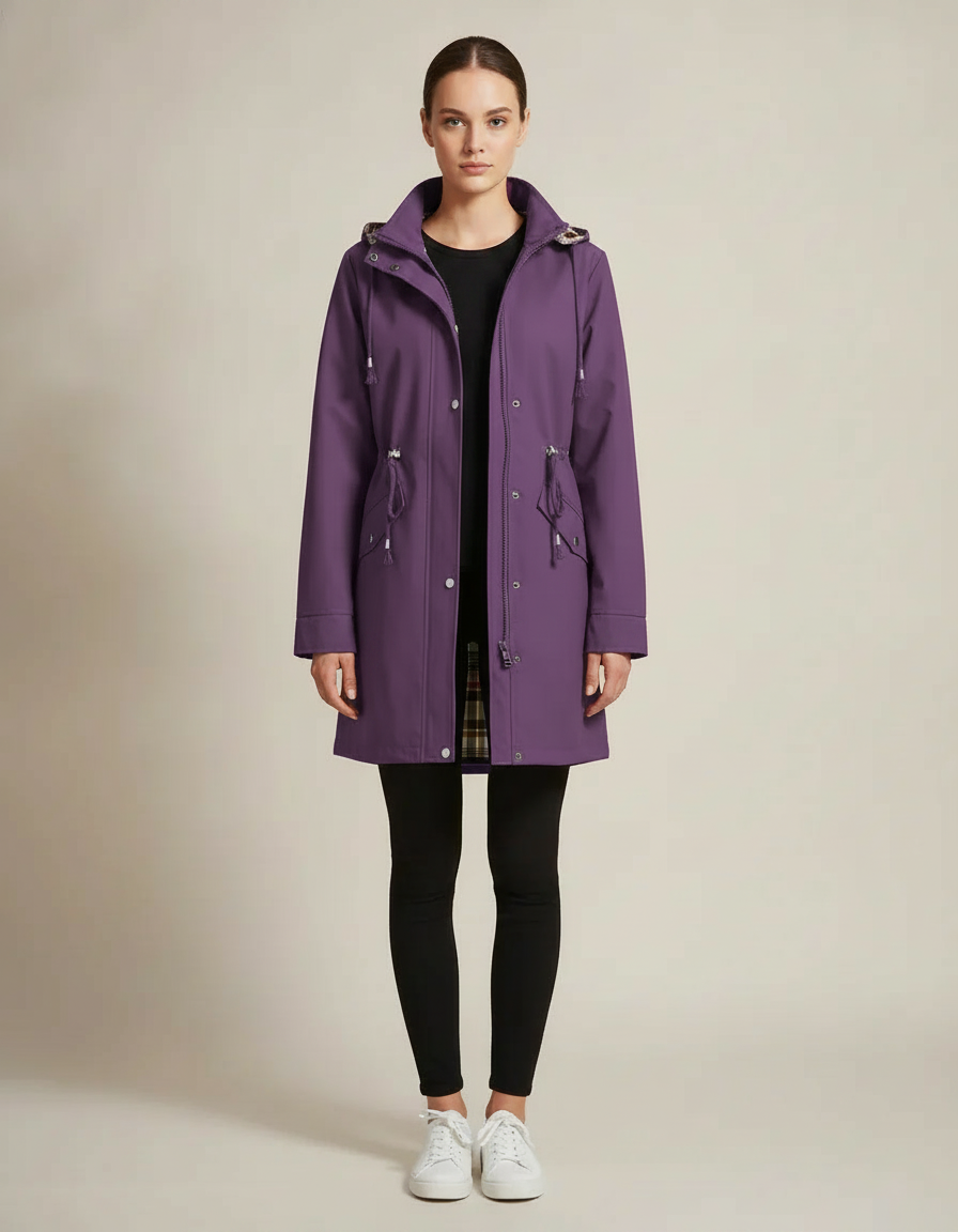 Plaid Lined Rain Jacket — Purple