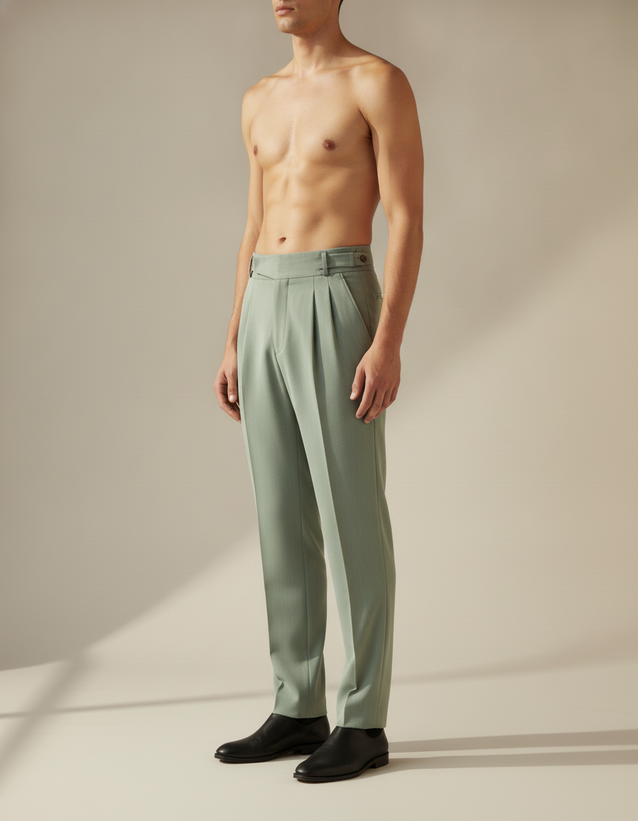 Pleated Straight Trousers — side view