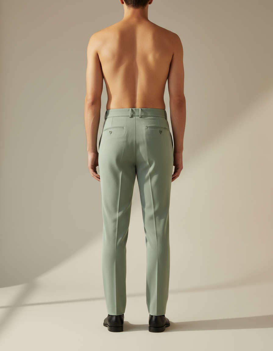 Pleated Straight Trousers — back view