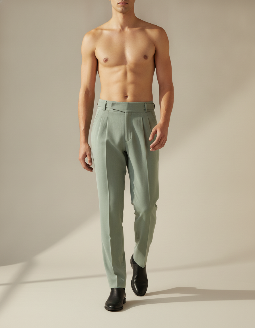 Pleated Straight Trousers — in motion
