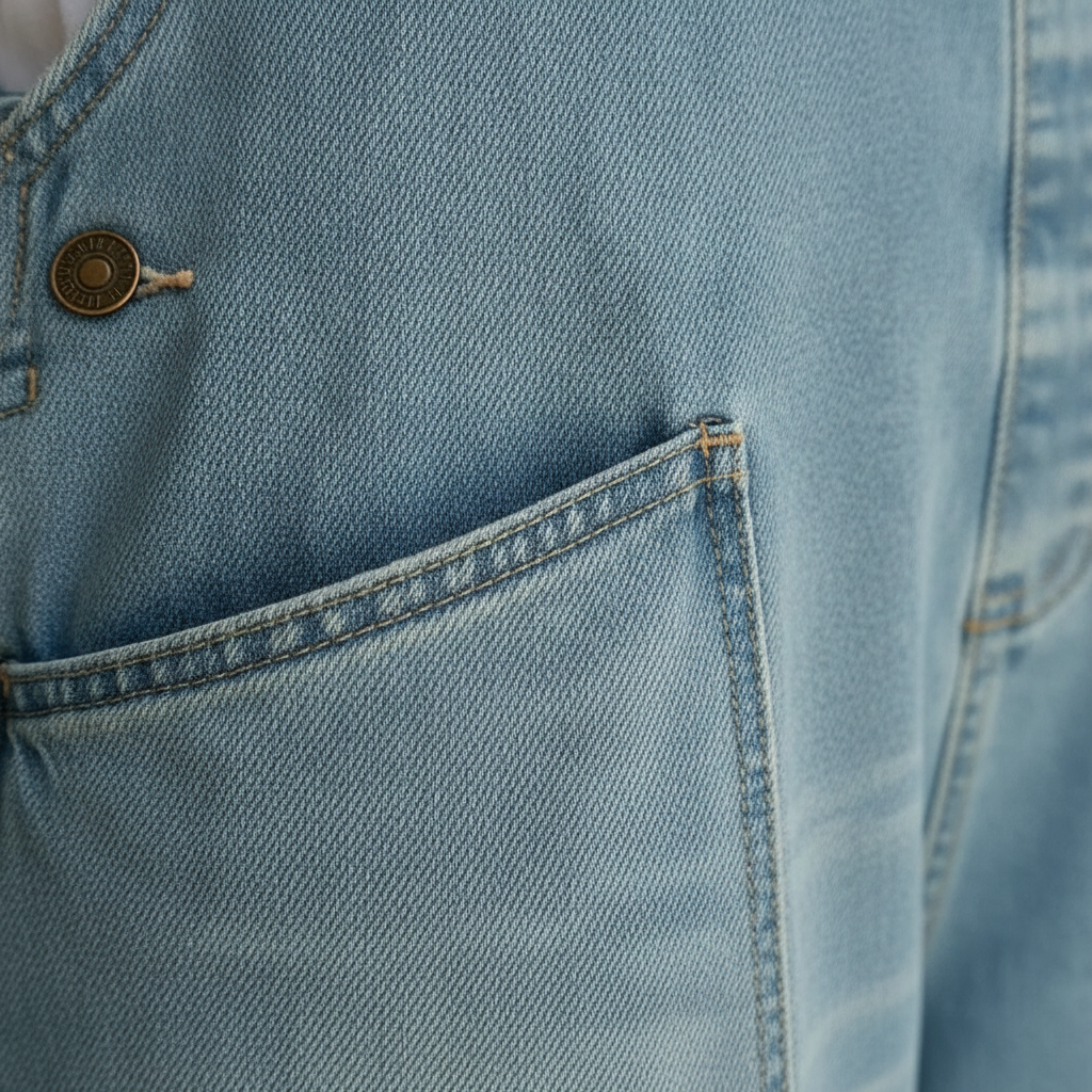 Relaxed Denim Overalls — fabric detail