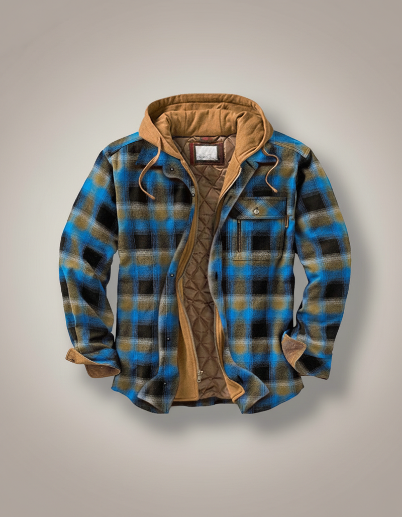 Sherpa Lined Plaid Hooded Jacket — product shot