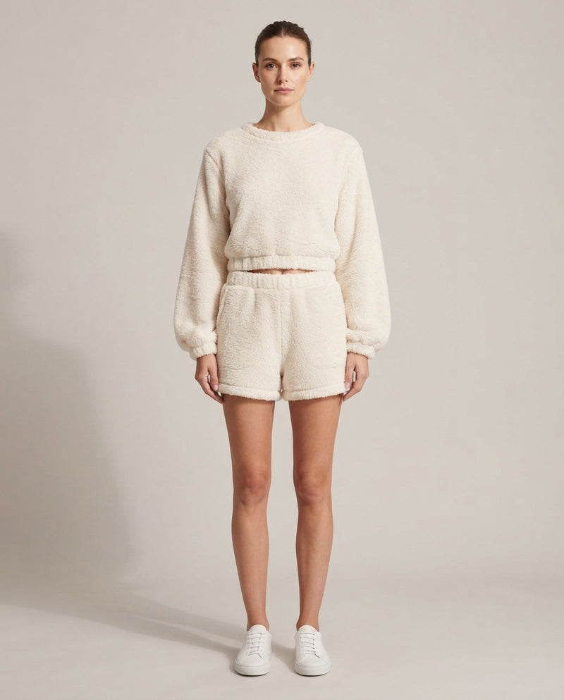 Plush Fleece Lounge Set — front view on model
