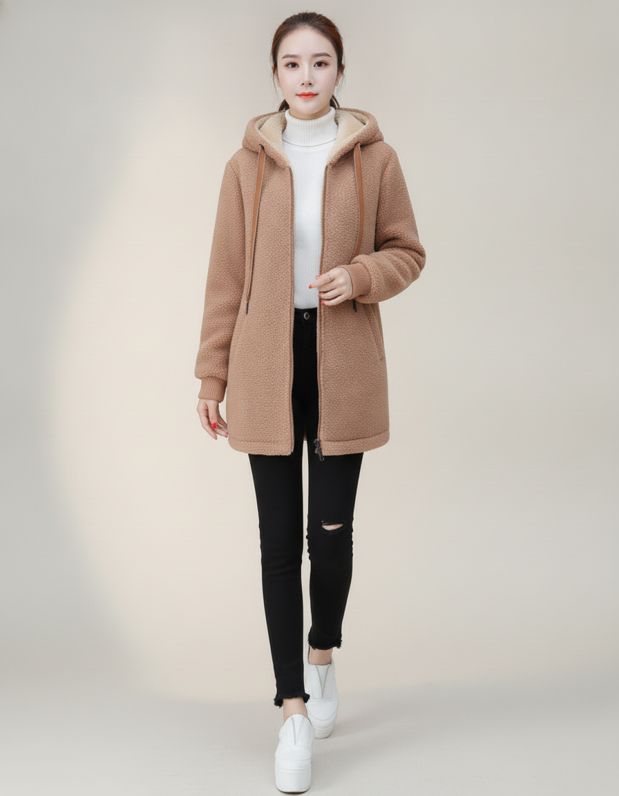 Sherpa Zip Hoodie — in motion
