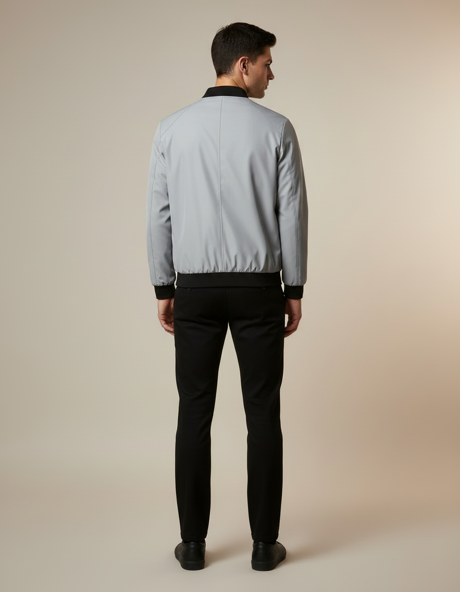 Slim Fit Baseball Jacket — back view