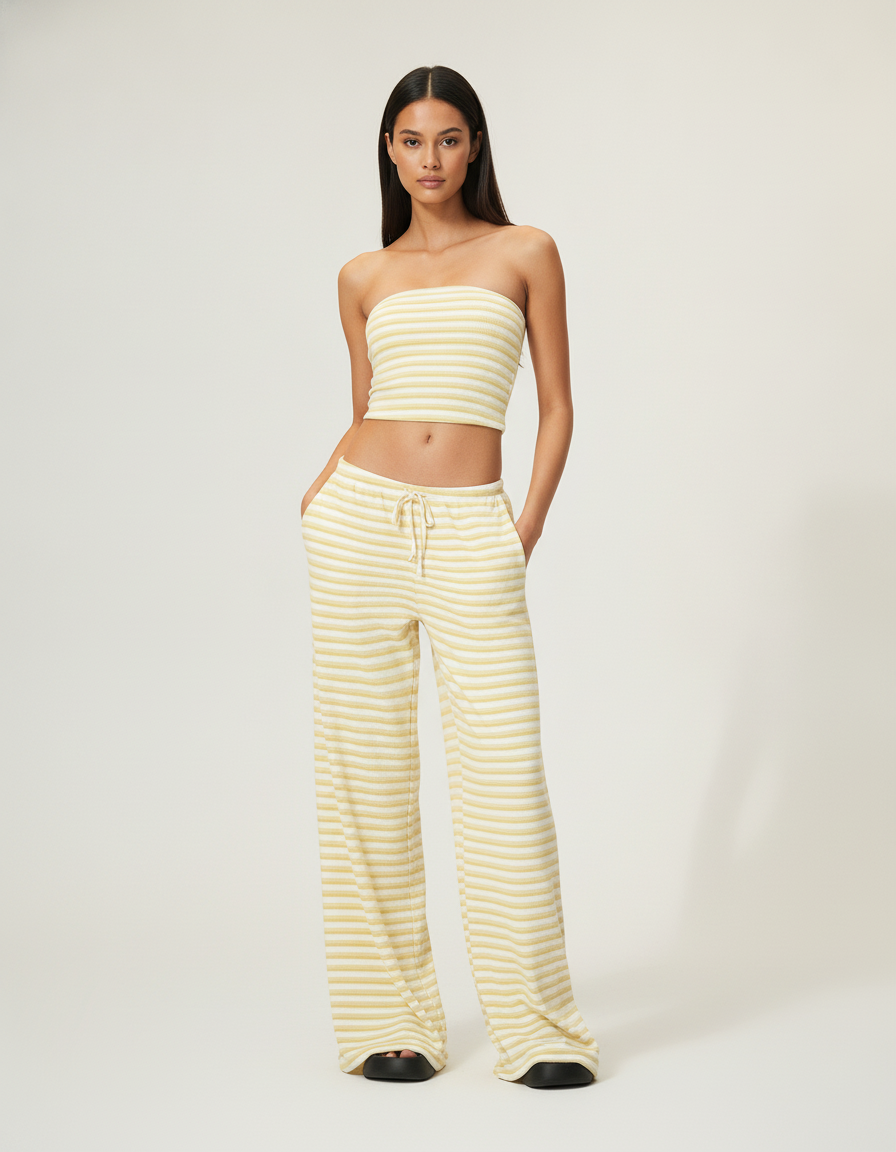 Striped Knit Lounge Set — front view