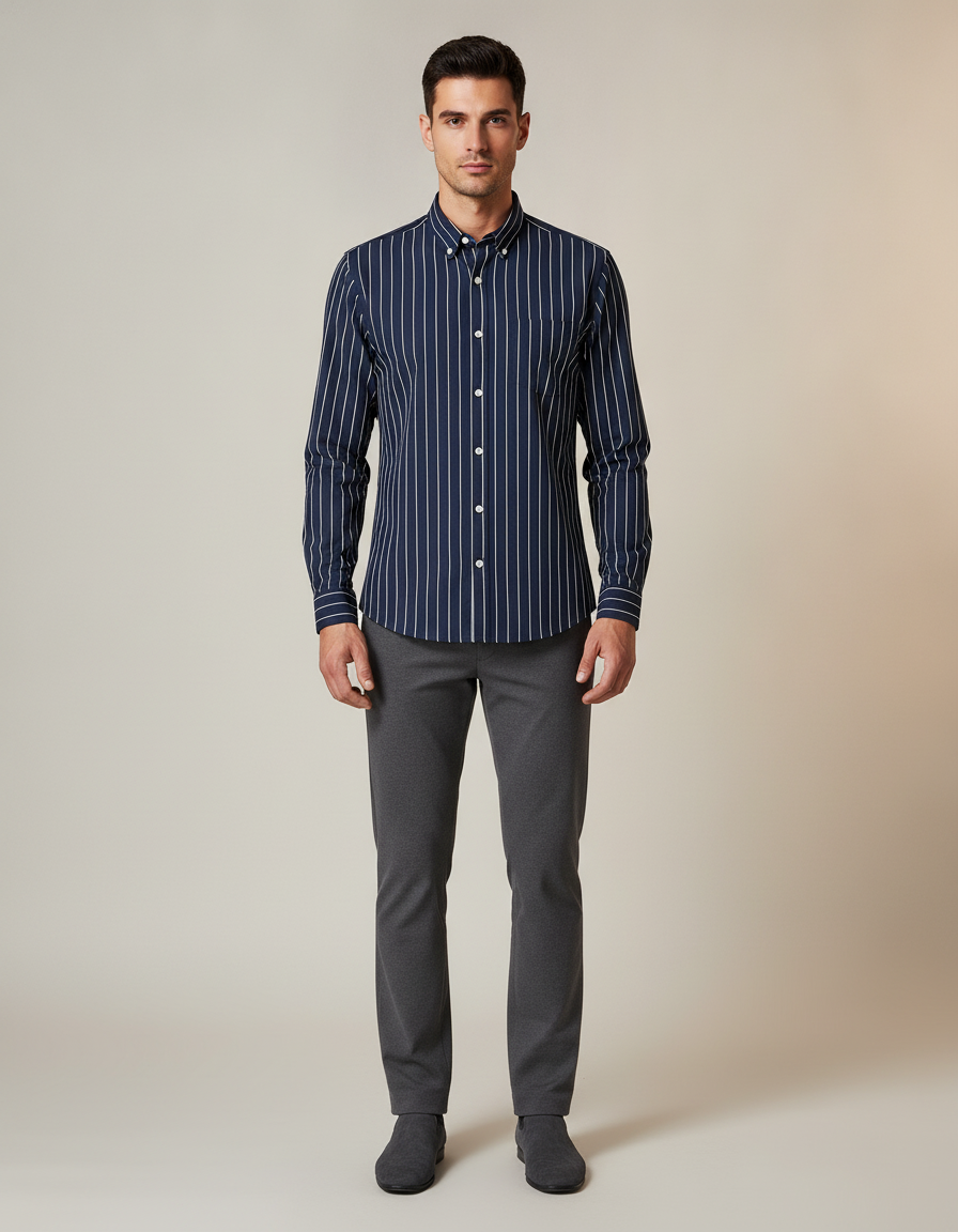Striped Button-Down Shirt — front view