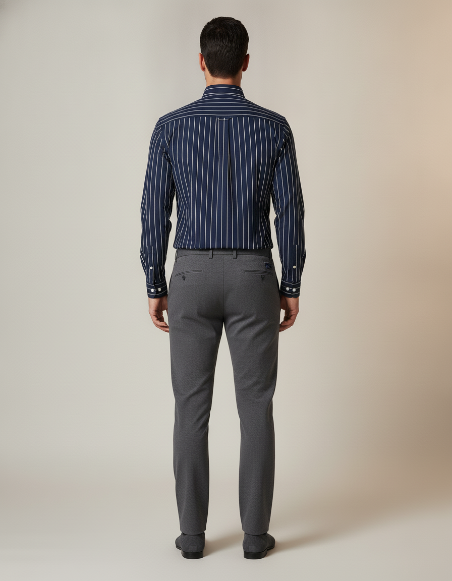 Striped Button-Down Shirt — back view