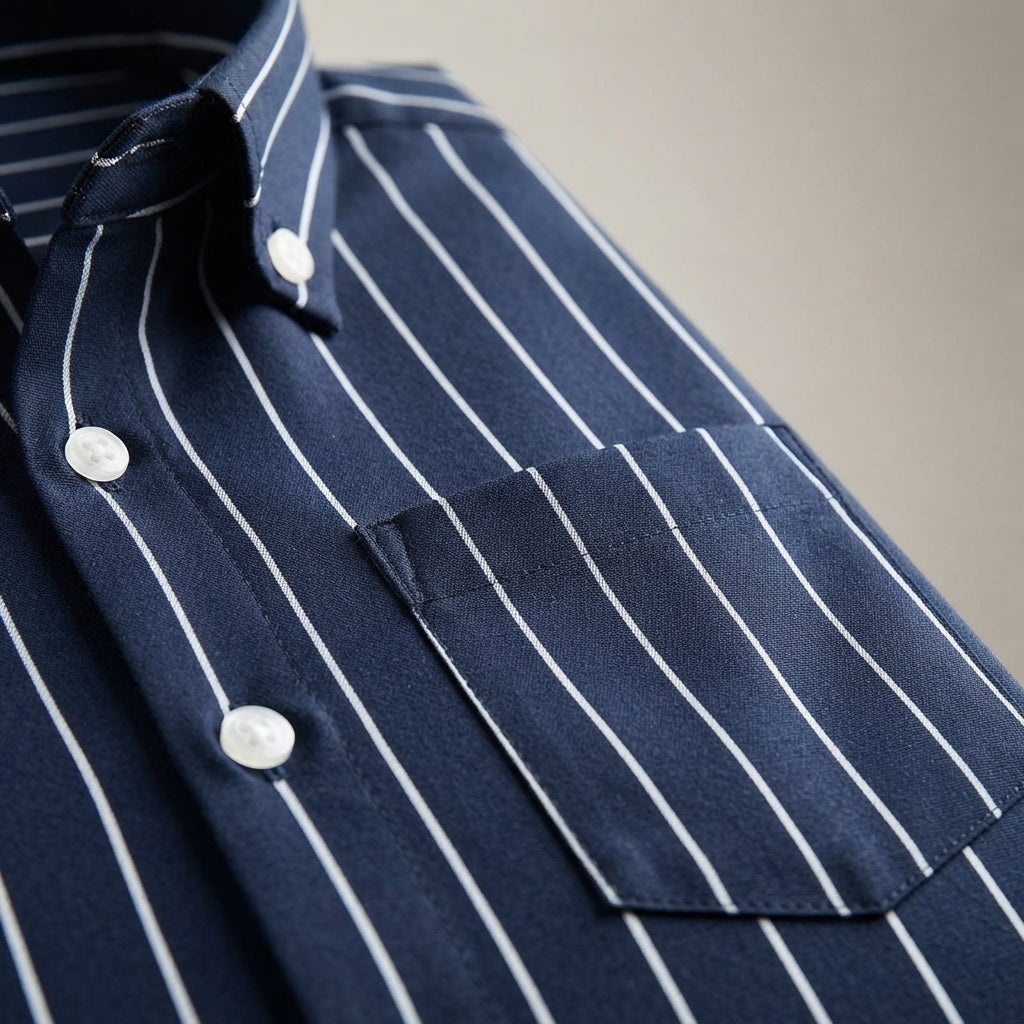 Striped Button-Down Shirt — fabric detail