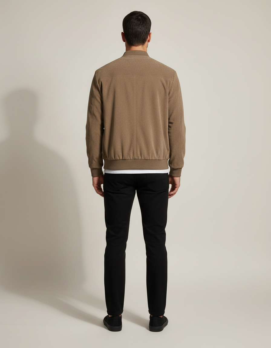 Suede Bomber Jacket — back view