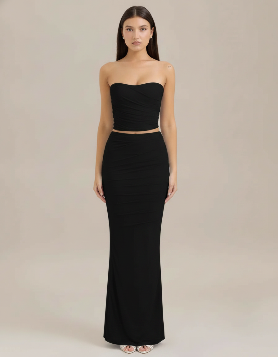 Tube Top & Maxi Skirt Set — Black