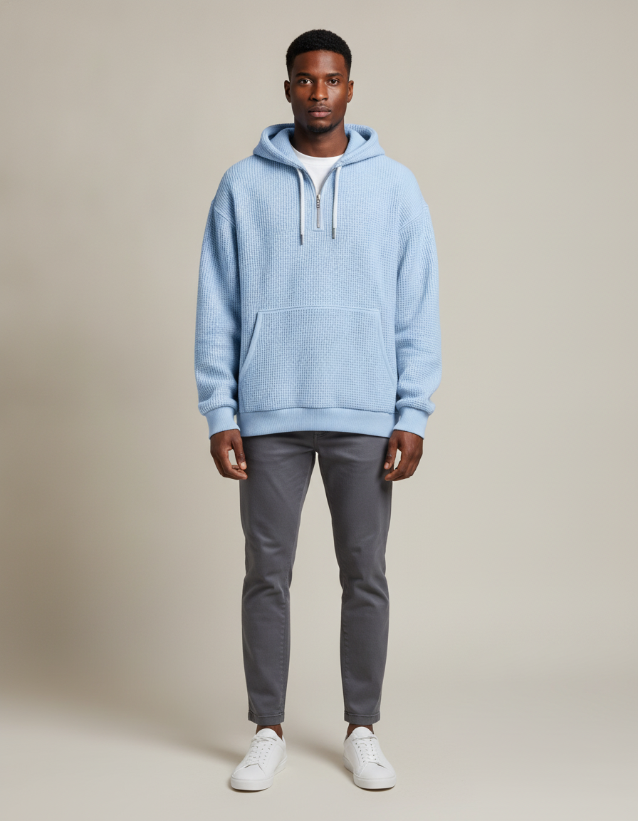 Waffle Knit Hoodie — front view