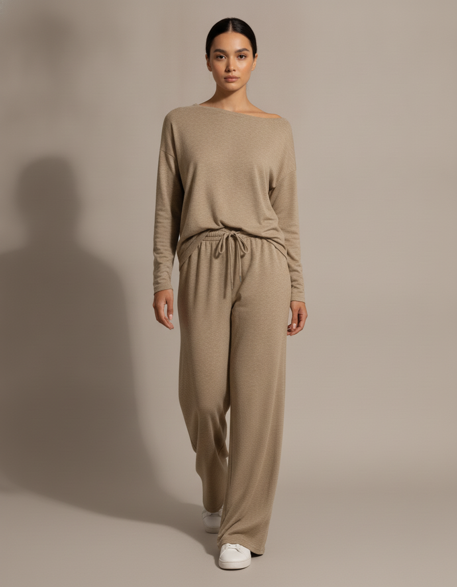 Off-Shoulder Wide Leg Set — in motion